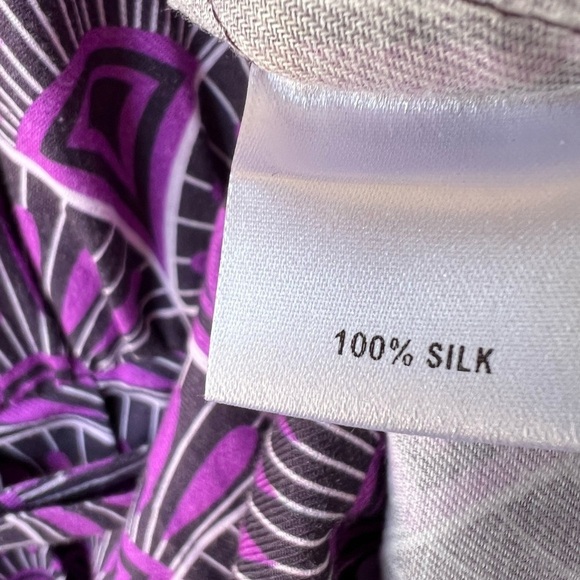 TUCKERNUCK ALLYSON Purple 100% SILK Long Sleeve Wrap Dress SIZE SMALL LIKE NEW! - Picture 6 of 9